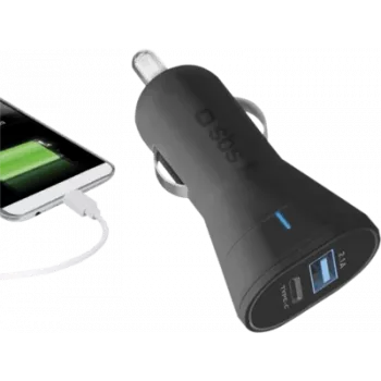 SBS TECRTC1USB2AUL Automobilinis įkroviklis mobiliesiems įrenginiams, juodas