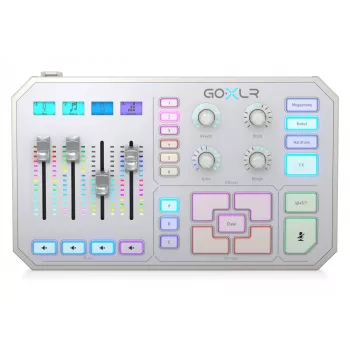 USB garso maišytuvas TC‑Helicon GO XLR‑WH baltas — 1 XLR mikrofono įėjimas, USB‑B, 48 V fantominis maitinimas, 24 bitų / 48 kHz, optinis išėjimas
