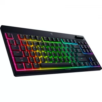 Razer BlackWidow V4 Low-Profile Tenkeyless HyperSpeed belaidė klaviatūra, US išdėstymas, juoda, geltoni jungikliai
