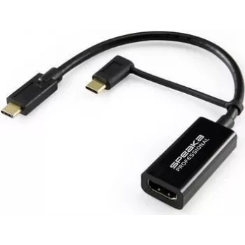 SpeaKa Professional SP-9015340 vaizdo kabelis-adapteris 0,15 m USB Type-C į HDMI juodas (SP-9015340)