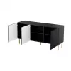 Komoda Cama Meble JUNGLE 1520×405×745 mm matinė juoda su auksinėmis kojelėmis, medžio drožlių plokštė