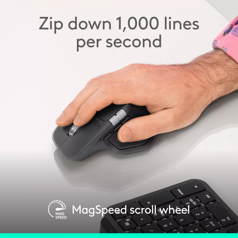 Logitech MX Master 4 for Business pelė – belaidė + Bluetooth, 8000 DPI, grafito spalva