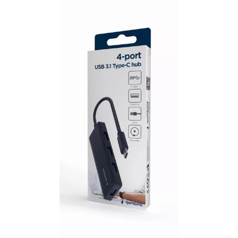 USB-C 4 prievadų I/O HUB UHB-CM-U3P4-02 GEMBIRD