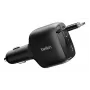 Belkin 75W 2-Port įkroviklis su įtraukiamu USB-C laidu automobiliui (CCC001HQBK)