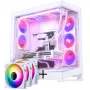 PHANTEKS NV-Series NV9 MK2 PC korpusas, EATX, DRGB, grūdintas stiklas - Baltas + M25 Gen2 PWM D-RGB ventiliatorius 3 vnt. komplektas - Atvirkštinė mentė, 140mm, Baltas + DRGB rinkinys