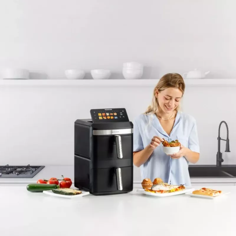 Karšto oro gruzdintuvė Taurus Air Fry Duo Slim 13 L dviguba, 2800 W, liečiamasis valdymas, juoda