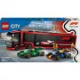 LEGO CITY 60445 F1 sunkvežimis su RB20 ir AMR24 F1 automobiliais