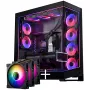 PHANTEKS NV Series NV7 E-ATX korpusas, grūdintas stiklas, ARGB - juodas + M25 Gen2 PWM D-RGB ventiliatorius 3 vnt. pakuotė - atvirkštinė mentė, 140 mm + DRGB rinkinys