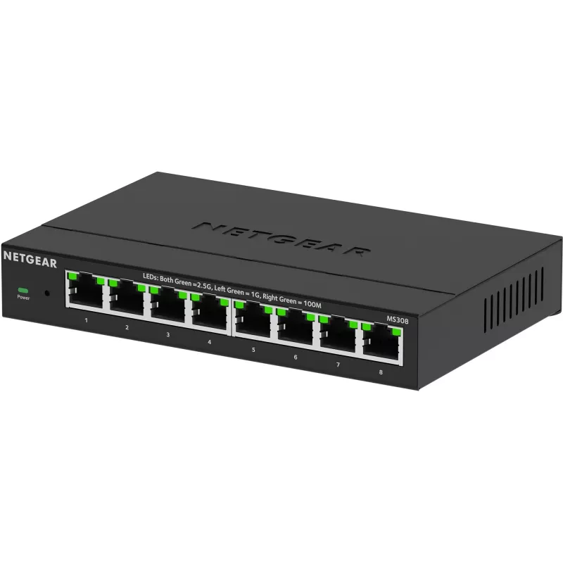NETGEAR MS308 nevaldomas 2.5G Ethernet jungiklis, 8 prievadai, juodas