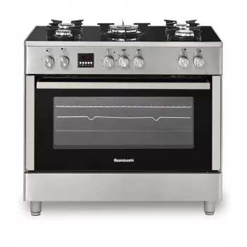 Laisvai pastatoma dujinė-elektrinė viryklė Ravanson KWGE-K90, 5 kaitvietės, 90 cm, inox