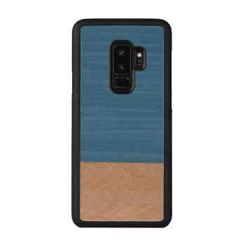 Dėklas Samsung Galaxy S9 Plus iš medžio ir polikarbonato – denim juoda