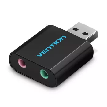 Vention išorinė USB garso plokštė juoda metalinė
