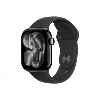 Apple Watch Series 11 GPS + Cellular 42mm Jet Black Aliuminio Dėklas su Juodu Sportiniu Dirželiu - M/L