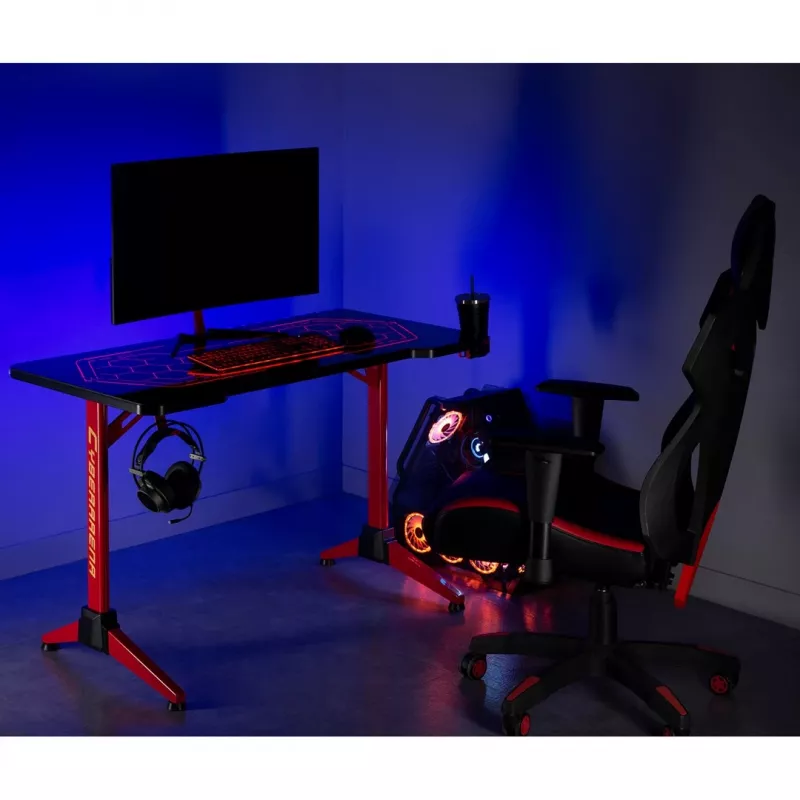 Gaming stalas MACLEAN RS163 RGB LED, didelis stalviršis, maksimali apkrova 100 kg, maksimalus aukštis 760 mm