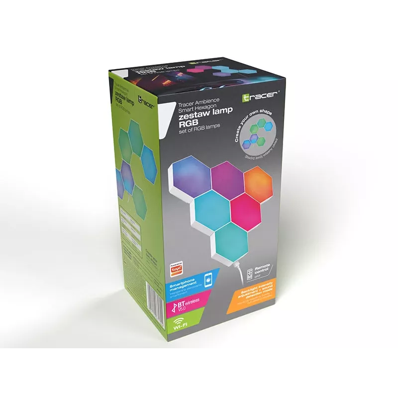 Įleidžiamas RGB LED šešiakampis skydelis TRACER Smart Hexagon Tracer 47256 Ambience TRAOSW47256