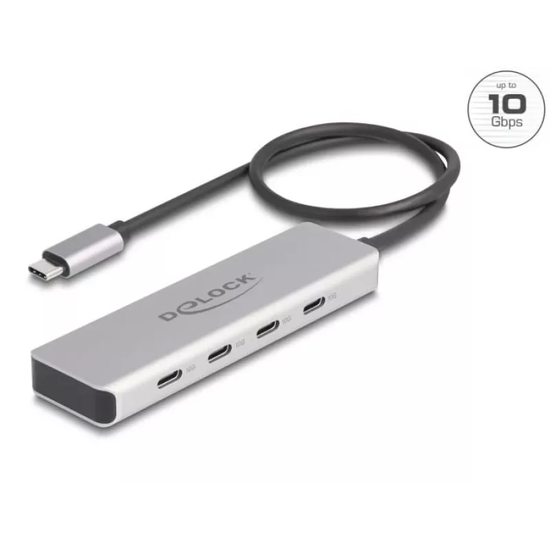 DeLOCK USB Type-C Hub 10 Gbps 4 prievadai aliuminis pilkas