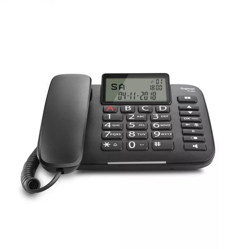 Laidinis telefonas Gigaset DL380 su skambučio numerio rodymu juodas
