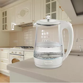 Elektrinis virdulys Maestro MR 052 WH – 1,7 l, 2200 W, permatomas baltas, stiklinis korpusas