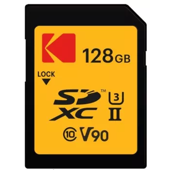 Atminties kortelė Kodak EKMSD128GUHS2V2K SDXC UHS-II 128 GB, skaitymas 300 MB/s, rašymas 270 MB/s, U3 V90, Class 10