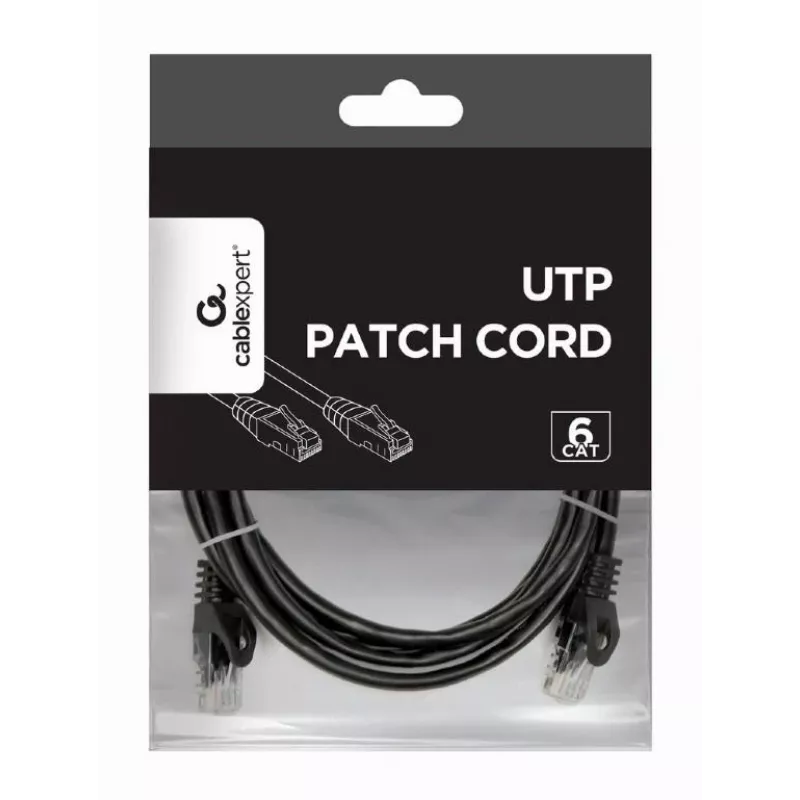 Tinklo kabelis Gembird PP6U-2M/BK RJ-45 Cat6 2m Juodas