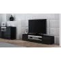 TV stovas cama meble VIVA 180 – 1800×400×370 mm, juodas viršus, juodas rėmas, balti akcentai