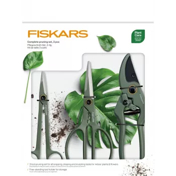 Fiskars augalų priežiūros rinkinys 3 vnt 1075317 — rankinė kastuvėlė, persodinimo įrankis ir purentuvas vazoniniams ir sodo augalams