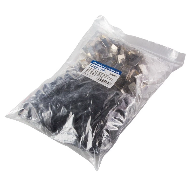 RJ45 kištukas Cat.6 ekranuotas LogiLink MP0022 juodas permatomas (100 vnt.)