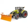Žaislinis traktorius BRUDER Claas Axion 950 su sniego grandinėmis ir sniego stūmikliu, mastelio modelis