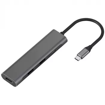 Adapter USB Type-C į 2 x USB 3.0, Type-C PD, HDMI