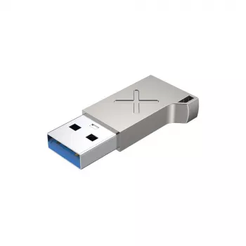 USB-A (vyriškas) į USB-C (moterišką) adapteris Unitek A1034NI, sidabrinis, USB 2.0/3.2 Gen1, iki 5 Gbit/s, cinko korpusas, 36×16,7×5,7 mm