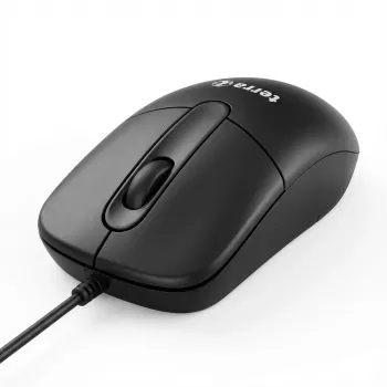 TERRA Mouse 1500 laidas USB juoda 3 mygtukai, simetriška, 1,80 m (2920513)