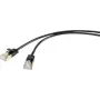 Renkforce RJ45 RF-4538188 tinklo kabelis, jungiamasis kabelis CAT 8.1 F/FTP 1,00 m juodas itin plonas, paauksuoti kištukų kontaktai (RF-4538188)