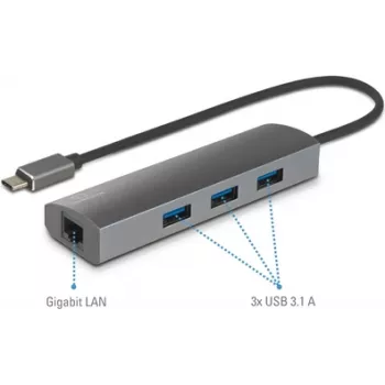 Renkforce RF-3374952 USB 2.0 Type-C sąsajų centras 1000 Mbit/s Juoda - Pilka (RF-3374952)