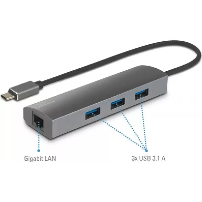 Renkforce RF-3374952 USB 2.0 Type-C sąsajų centras 1000 Mbit/s Juoda - Pilka (RF-3374952)