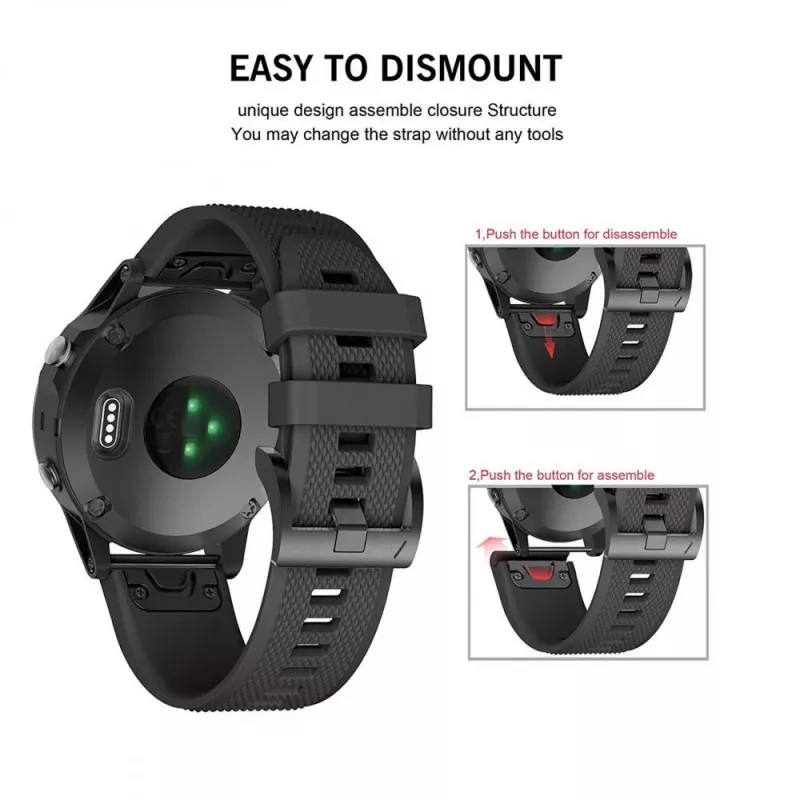 Laikrodžio dirželis Tech-Protect, skirtas Garmin Fenix serijai – suderinamas su Fenix 3, 5X, 3HR, 5X Plus, 6X, 6X Pro, 7X – Juodas