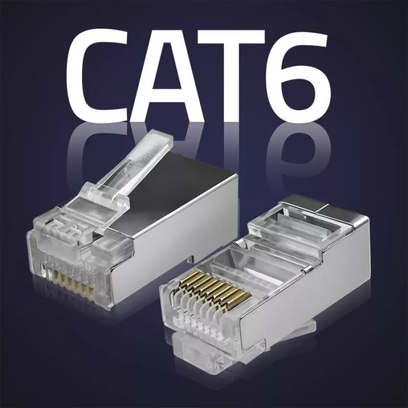 RJ45 modulinis jungtis QOLTEC 54556 CAT6 FTP, sidabrinė, 18×22×11 mm, pakuotė po 100 vnt.