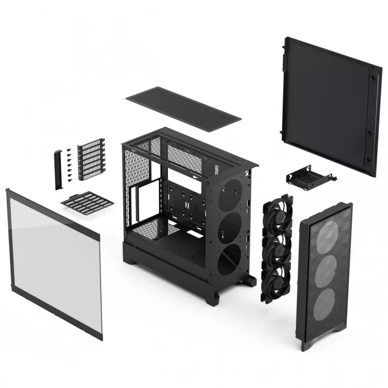 PC korpusas Fractal Design Pop 2 Air Black TG Midi Tower — ATX, 3x 120 mm priekiniai ventiliatoriai, palaiko 2,5 colio ir 3,5 colio diskus