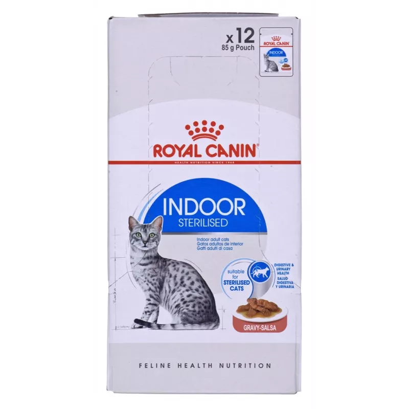 Šlapias kačių ėdalas Royal Canin Indoor Sterilized 12 x 85 g – paukštiena, suaugusioms sterilizuotoms kambario katėms