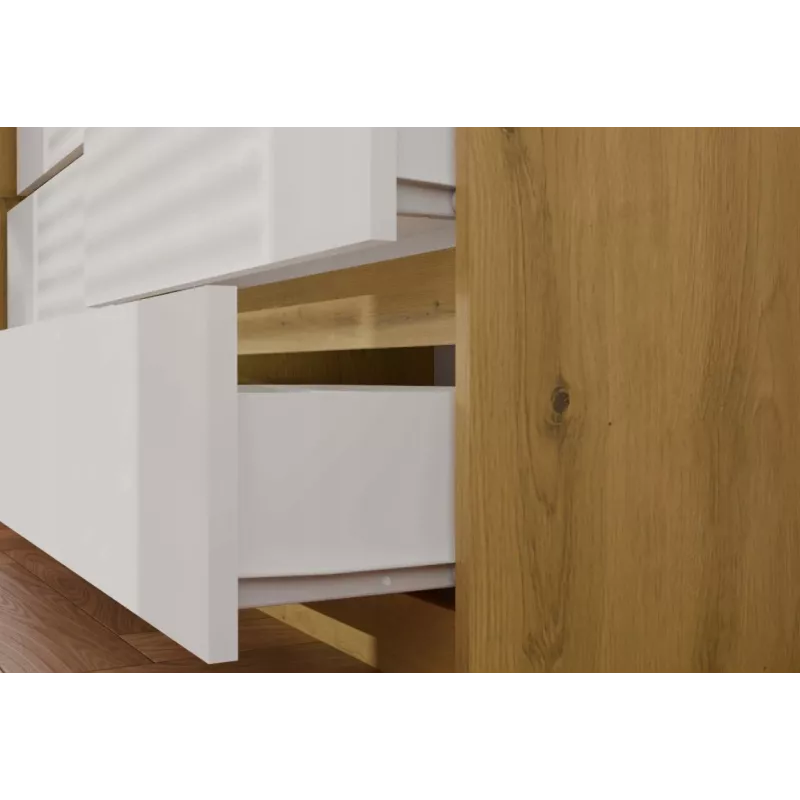 Komoda su 6 stalčiais 120 cm Top E Shop Malwa — Artisan Oak / Balta, medžio drožlių plokštė
