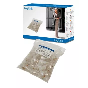 RJ-45 kištukas LOGILINK MP0002, CAT5e, skaidrus, 100 vnt. pakuotė