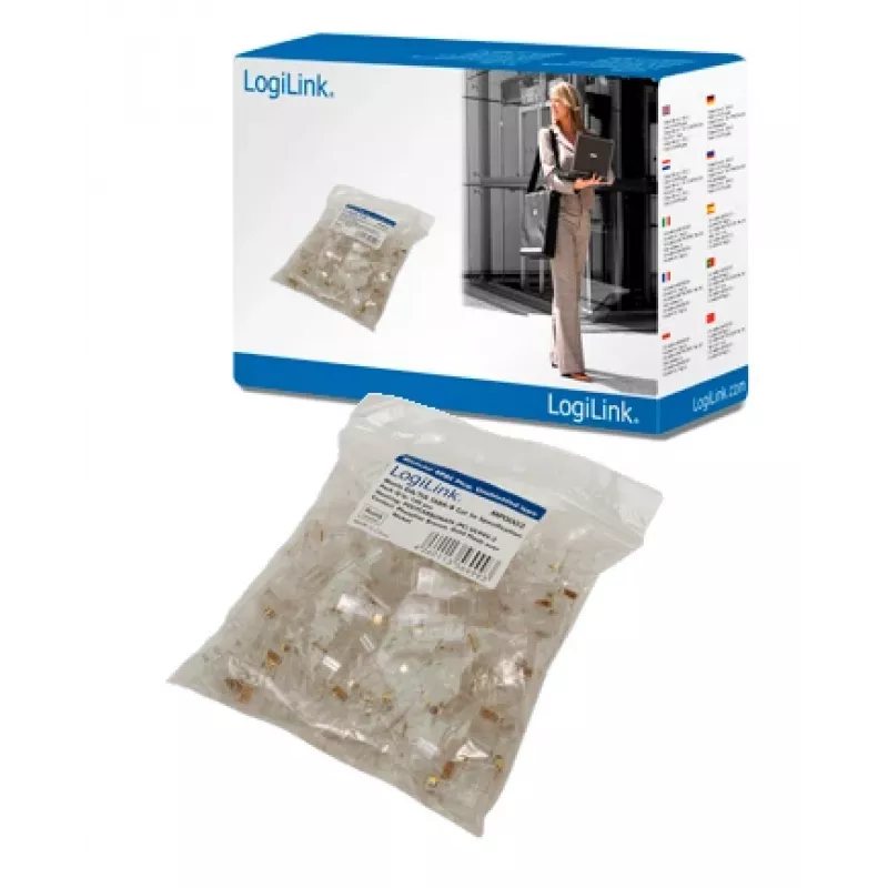 RJ-45 kištukas LOGILINK MP0002, CAT5e, skaidrus, 100 vnt. pakuotė