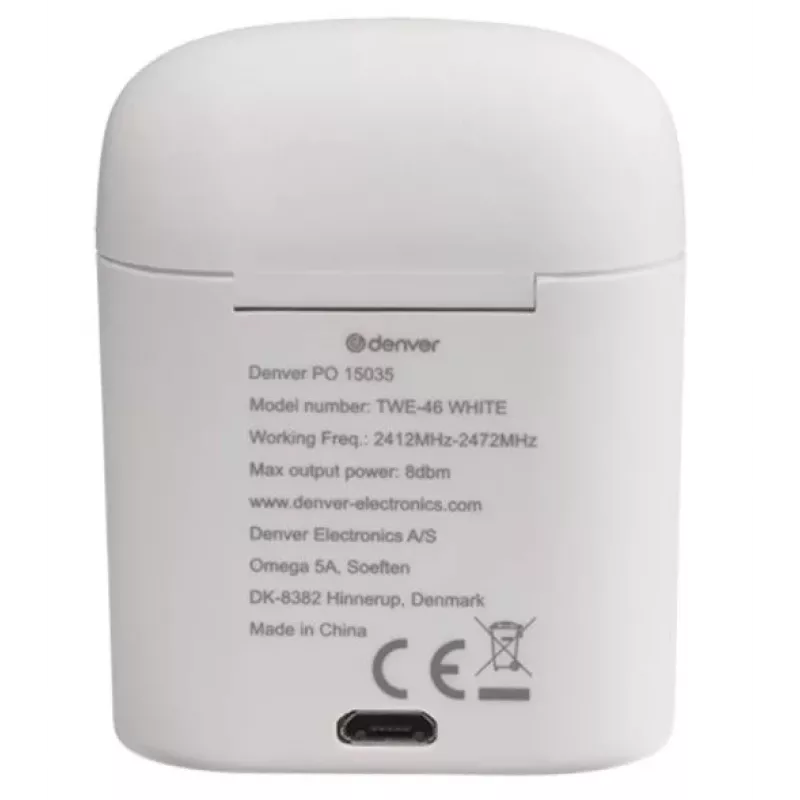 Belaidės ausinės Denver TWE-46WHITE