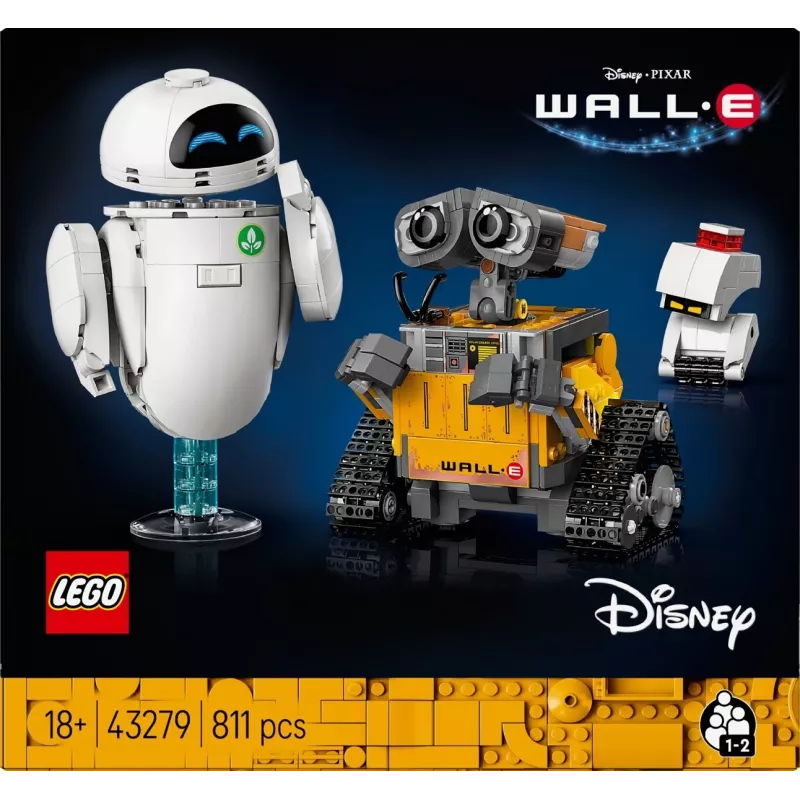 LEGO Disney Pixar 43279 WALL-E ir EVE rinkinys konstravimui, 811 detalių, 18+