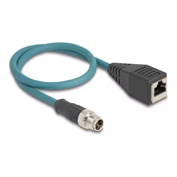 DeLOCK M12 adapterio kabelis X-coded 8 kontaktų kištukas į RJ45 lizdą 50 cm