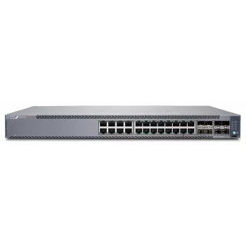 Juniper EX4100-24P valdomas jungiklis, 24 prievadai PoE+, 4x 10G SFP+ ir 4x 25G SFP28, pertekliniai ventiliatoriai, 1 kintamosios srovės maitinimo šaltinis