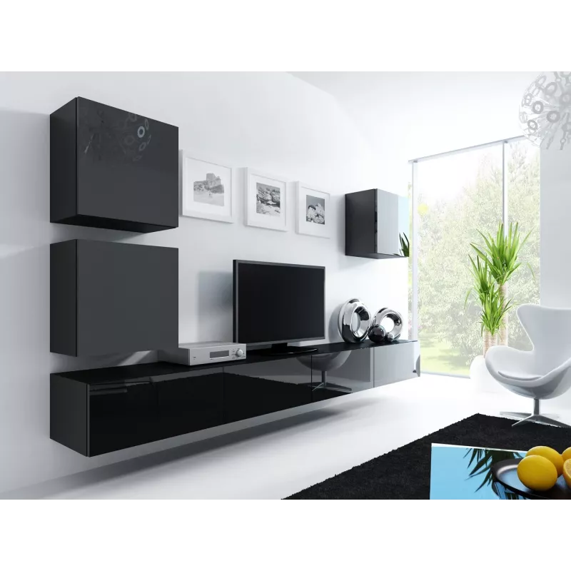 Cama TV stovas VIGO '180' 30/180/40 juodas/juodas blizgus
