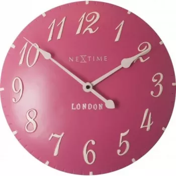 NeXtime laikrodis 3084rz London Arabic, Ø34.5 cm, sieninis, rožinė/balta