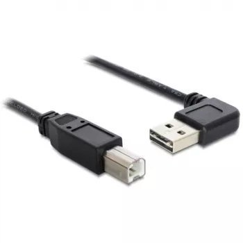 DeLOCK Easy USB kabelis - USB (M) kairė/dešinė lenktas, apverčiamas į USB Type B (M) - USB2.0 - 50cm - Juodas (85167)