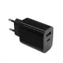 Sieninis įkroviklis 2x3A USB C + USB A Power Delivery juodas