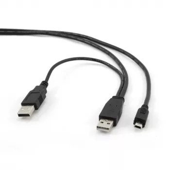 Kabelis USB 2.0 Dual AM-MINI 0,9 m / juodas CCP-USB22-AM5P-3 Gembird